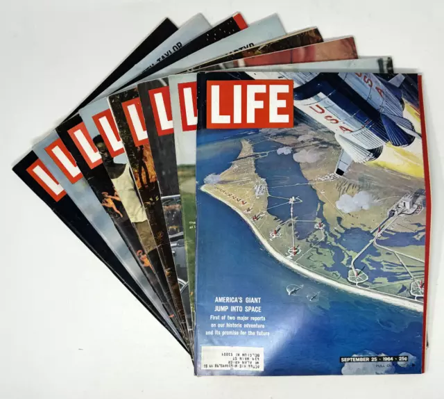 Lot of 8 Vintage Life Magazines Lyndon B. Johnson, The Bible, Rockettes 1964 LBJ
