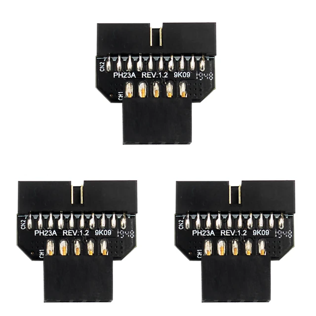 Topiky Adapter – Wandelt USB 2.0 (9-polig) Auf USB 3.0 (19-polig) Um, Für Motherboards, Schwarz, Inkl. PE-Beutel
