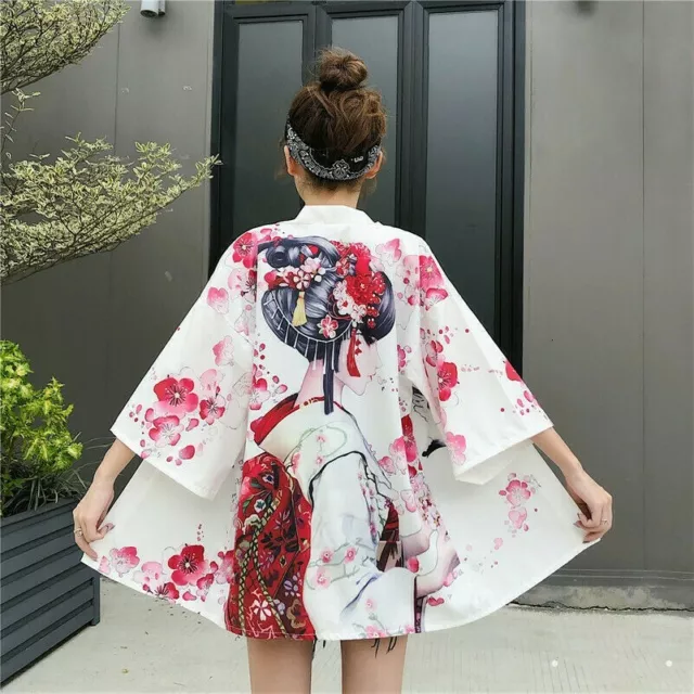 Femme Fille Japonais Kimono Manteau Desseré Yukata Extérieur Haut Vintage Floral