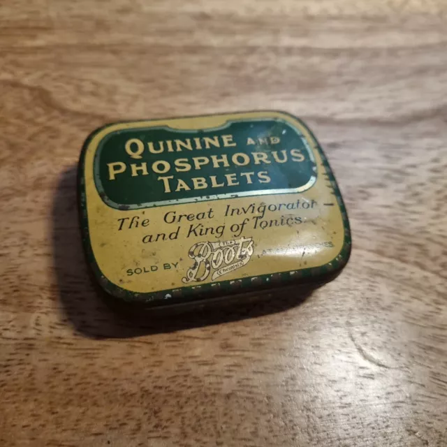 Vintage small Boots Quinine And Phosphorus Tablets Tin