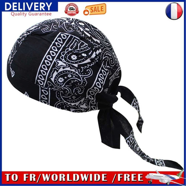 Cotton Cycling Beanie Cap Summer Running Outdoor Sports Pirate Hat (Black)