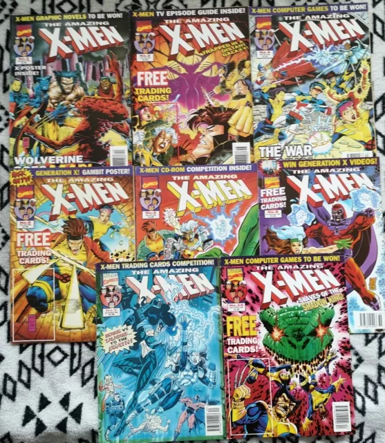 Job Lot 8 1996 Uk Marvel Amazing X Men Comic 2 3 4 5 6 8 9 10 Tape On One Poster