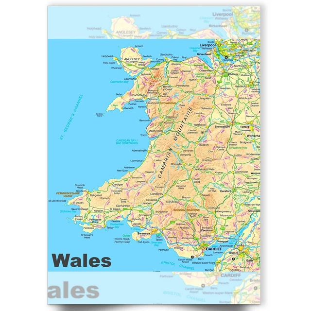 WALES MAP EDUCATIONAL Wall Chart Print Laminated UK Map Upto A3 Size