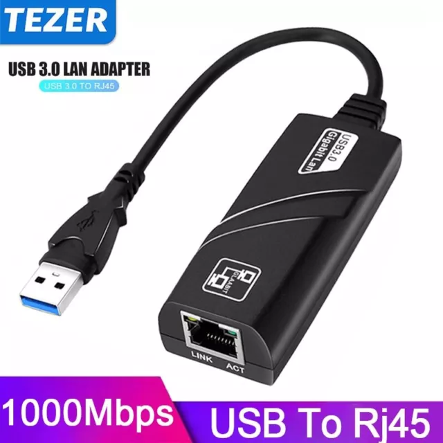 USB 3.0 to Gigabit RJ45 Ethernet LAN Network Adapter 1000Mbps For PC Laptop Mac