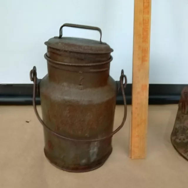 2 Qt. Dairy Can Galvanized Dairy Cream / Milk Can with Lid & Handle Vintage