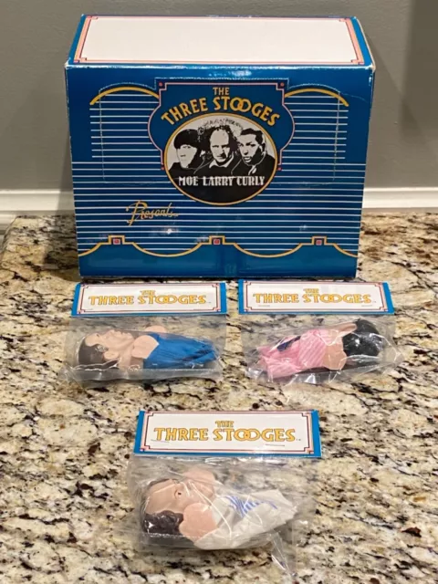 The Three Stooges Finger Puppet Set 1991 Hamilton Gifts W/ Display Box -Read!