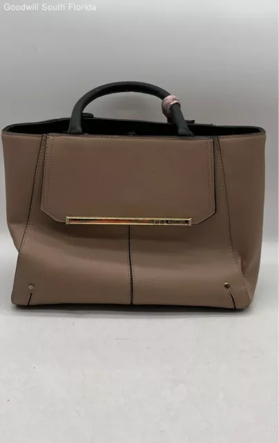 Steve Madden Womens Brown Leather Inner Pockets Double Handle Satchel Handbag