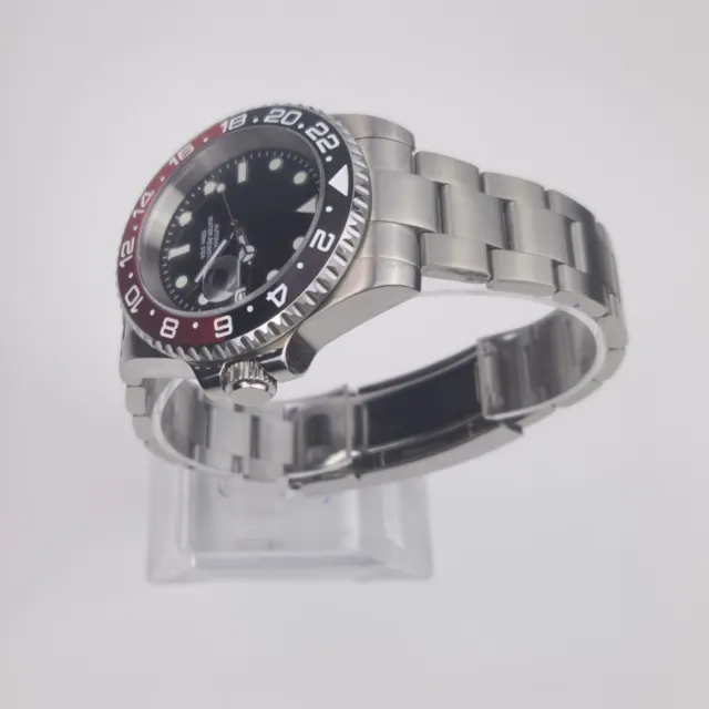 Custom Watch with NH35 Seiko Automatic Movement Stainless Steel Red Black 40 mm 3