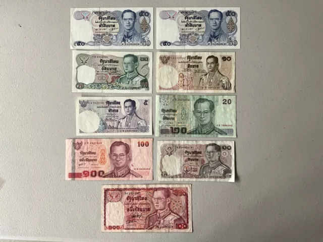 Lot Of 9 Thailand Bank Notes.