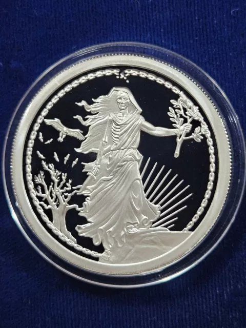 🌟Silver Shield 1 oz Freedom Girl/Walking Zombie SBSS DOUBLE OBVERSE Proof #/100