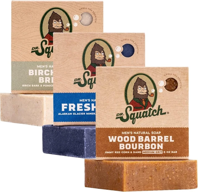 Dr. Squatch All Natural Soap Bar for Men, 3 Bar Variety Pack - Bay Rum, Cool ...