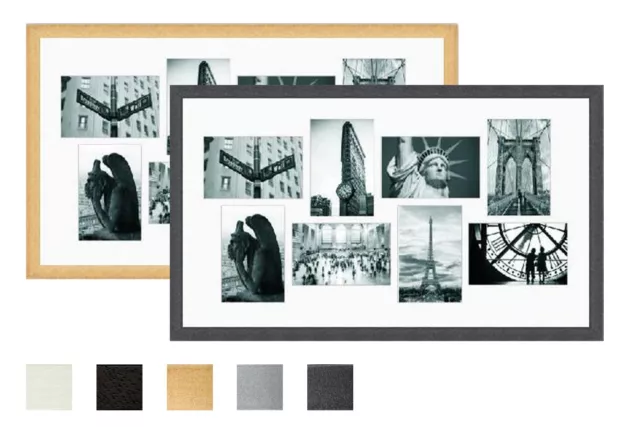 Collage Holz Bilderrahmen Galerie mit Passepartout für 8 Bilder  10x15 13x18
