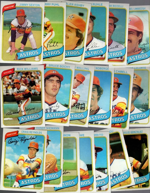 1980 TOPPS TEAM LOT de 28 Houston ASTROS NEUF COMME NEUF + JR RICHARD