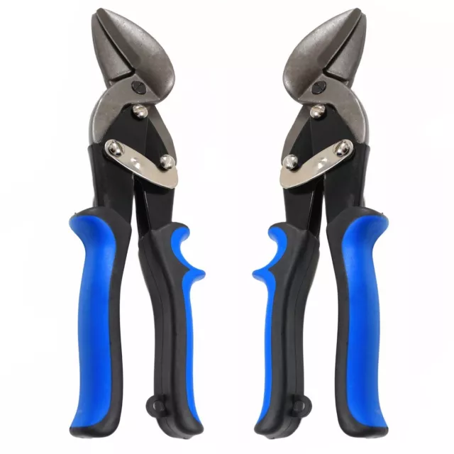 2Pc 10" CRV Full Offset Aviation Tin Snip Set PROFESSIONAL Precision Grip Shears