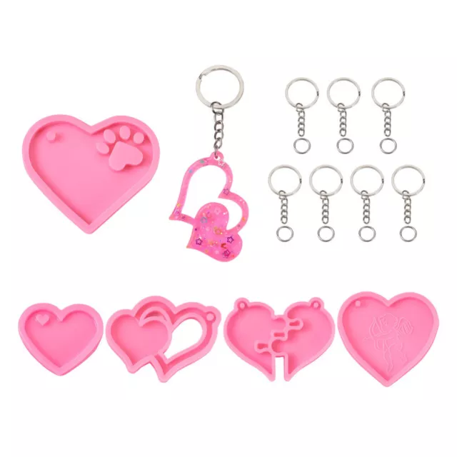 25-teilig Silikonform Set Herz Schlüsselanhänger Mold Epoxidharz UV Resin Heart