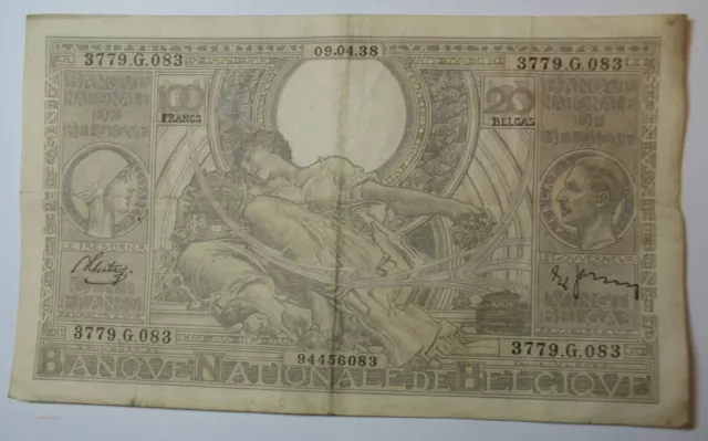 Billet de Belgique 100 Francs 20 Belgas 09-04-1938 (FR1) P2517/52