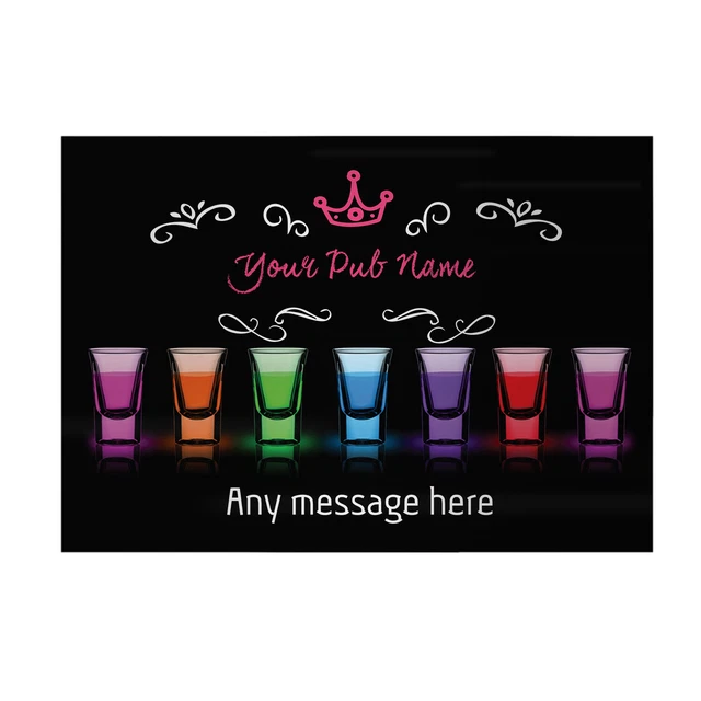 Personalised Bar Shots - A4 Metal Sign Print- Frame Options Available