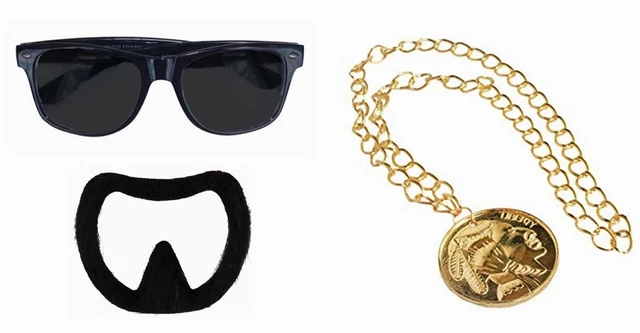 thumbnail image 2 of Men's Large Dollar Sign Medallion Chain – 70s 80s Disco Ali G Gatsby Party Style 2 of 6