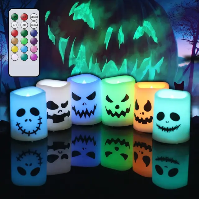 Halloween Flameless Votive Candles Color Changing With Remote Timer Multicolor
