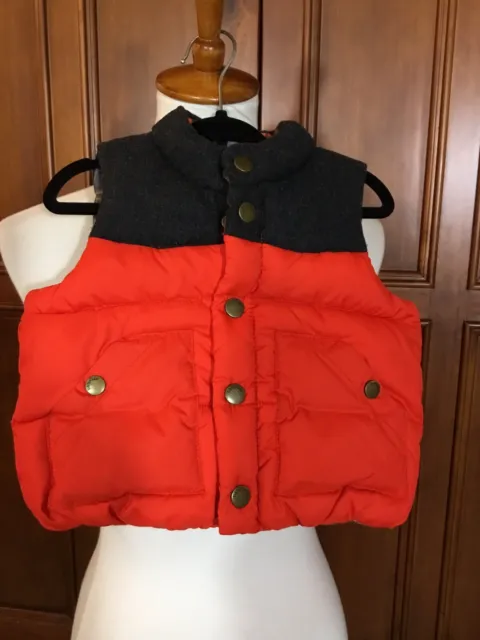 Baby Gap Vest Sz 6-12 Mths Charcoal Grayand Orange Puffer Vest Lk Nw Never Worn