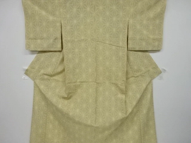 6532127: Japanese Kimono / Antique Hitoe Kimono / Tsumugi / Woven Asanoha