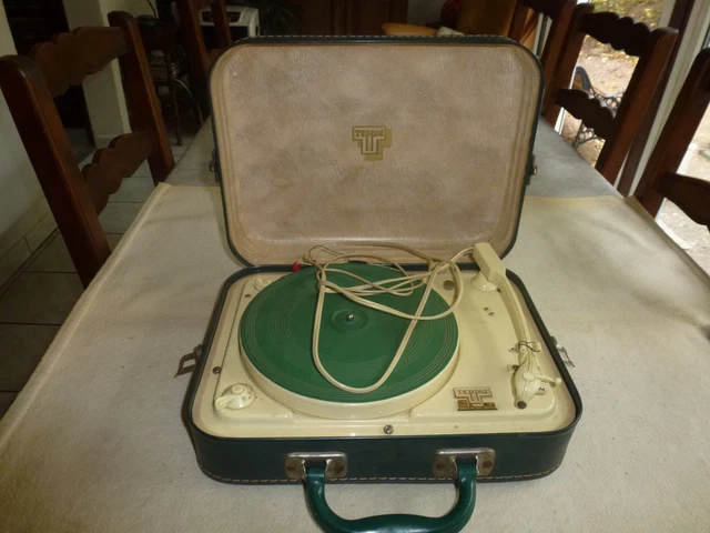 Électrophone / Tourne-disque Vintage Philips à Lampes - Mallette Grise