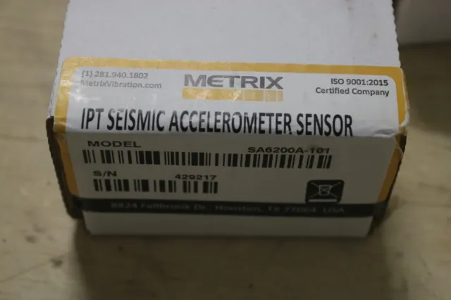 Metrix IPT Seismic Accelerometer Sensor Model SA6200A-101 NEW