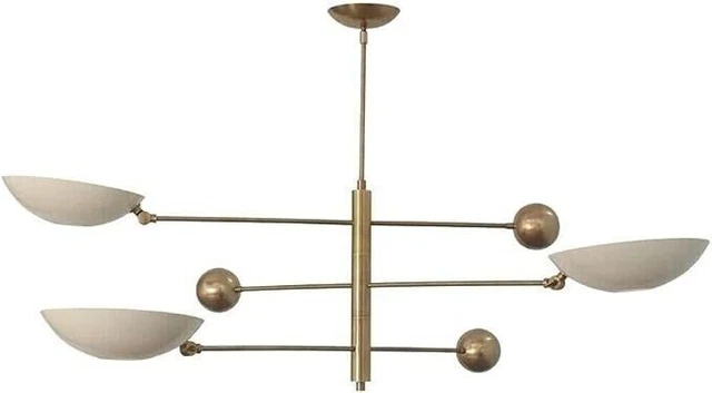 Italian 3 Light Pendant Mid Century Modern Raw Brass Sputnik Chandelier Light