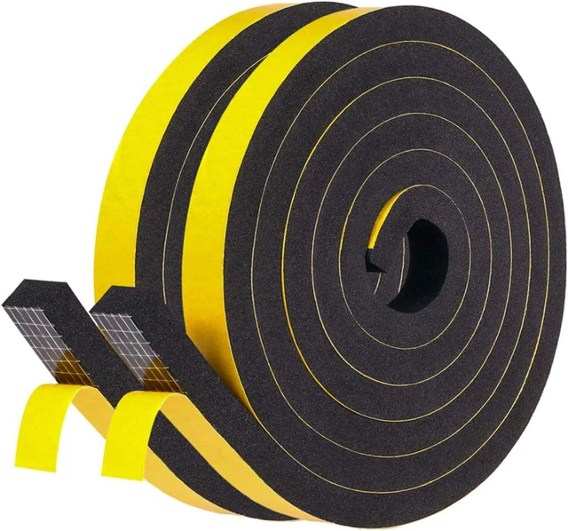 Fowong Door Weatherstripping 2 Rolls, 1/2 Inch Wide X 1/2 Inch Thick, Thin Foam