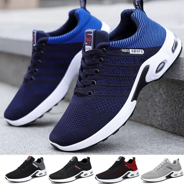 Mens Shock Absorbing Running Trainers Casual Gym Lace Walking Sports Shoes Size