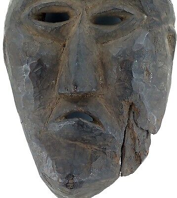 .cLATE 1800s MIDDLE HILLS AREA HIMALAYAN CARVED WOODEN MASK, VERY IMPRESSIVE! #3 3
