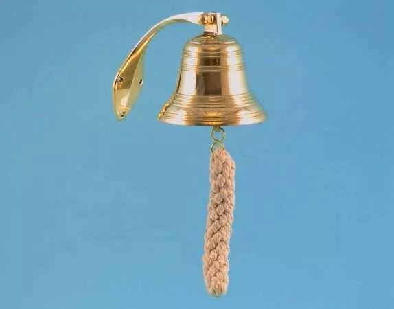 Ships Bell, Solid Brass Wall Mountable, 10cm/4 inch diameter, boxed, NEW un-used