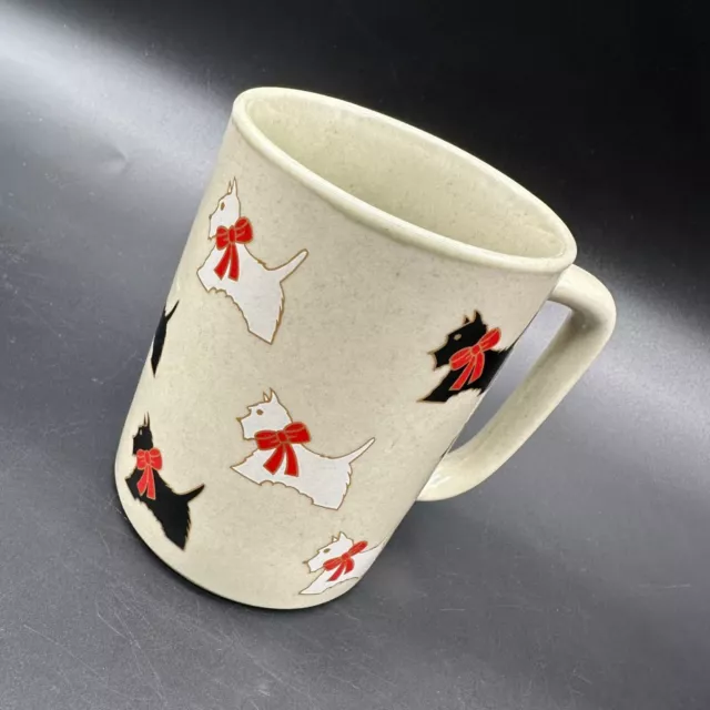 Vintage Coffee Mug Scotty Dog Otagiri Japan Cup Red Bow Black White Terrier Pup