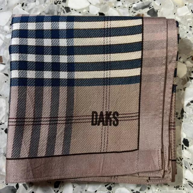 Classic Man Handkerchief Cotton Vtg Pocket Square 18" Art Baby Pink Blue Plaids