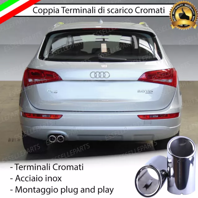 Coppia Terminali Di Scarico Per Marmitta Finalino Cromato Inox Audi Q5 8R Tondi