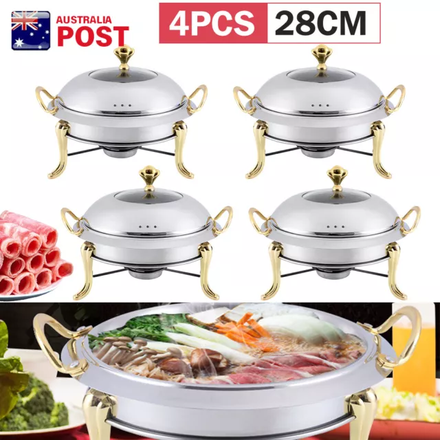 4X 24/28cm Commercial Chafing Dish Buffet Chafer Food Warmer Stainless Steel Pot