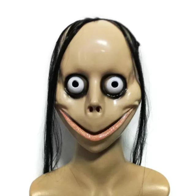 Nuova maschera Halloween horror con capelli lunghi MO maschera divertente maschera a forma di V maschera bocca