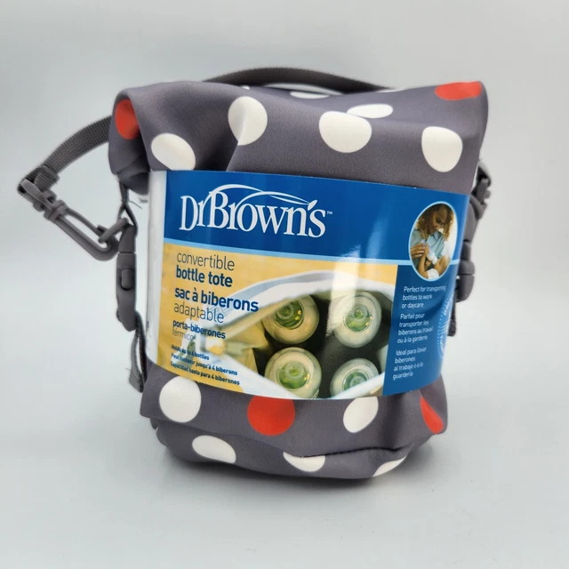 Dr Brown's Convertible Bottle Tote Polka Dot Holds 4 Bottles Insulated