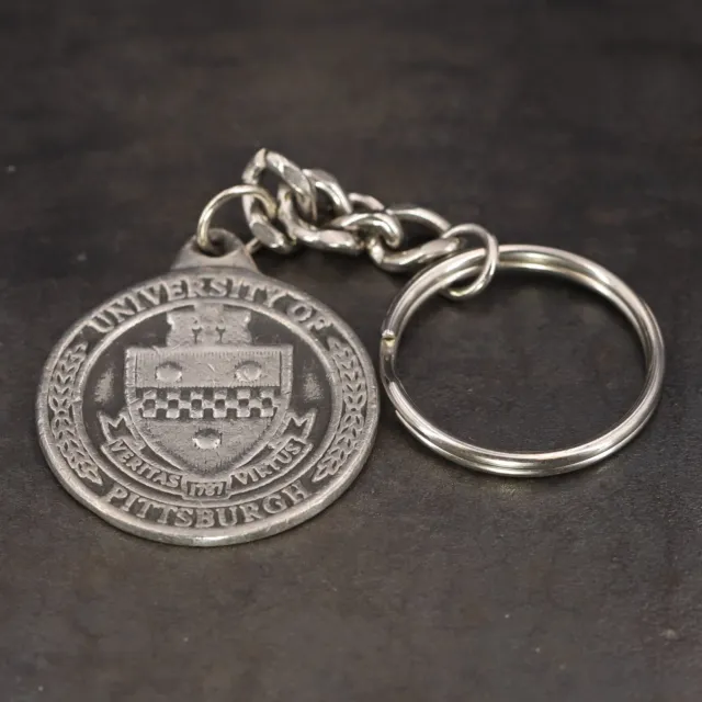 VTG Sterling Silver - Univerity of Pittsburgh Medal Keychain Chain - 27g
