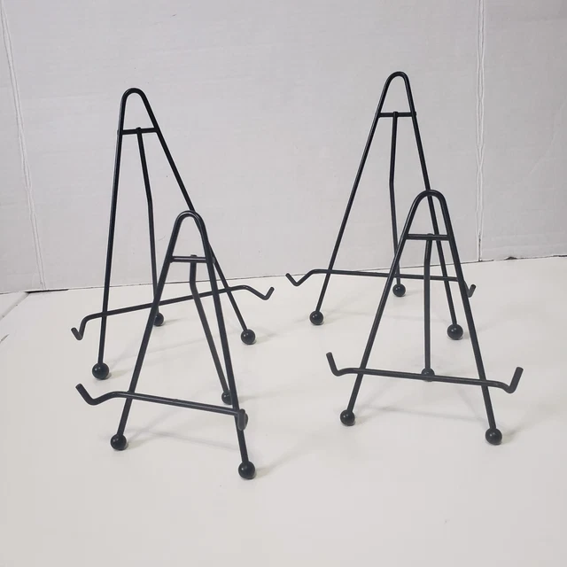 4 Small Wrought Iron Easel Stand Plates Display Photo Holder Picture Frame Black