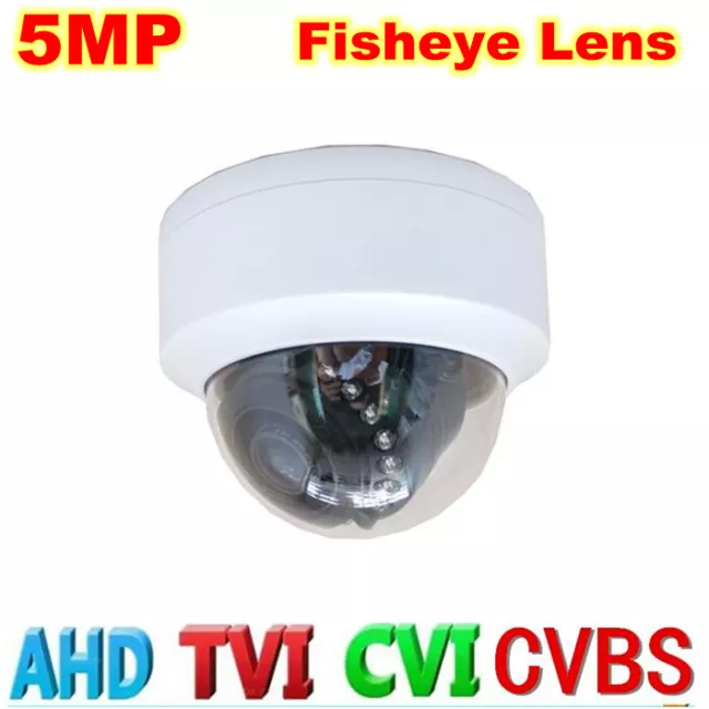 HD 5MP CCTV Security Camera TVI CVI AHD Fisheye lens Indoor 180° Wide Angle Dome
