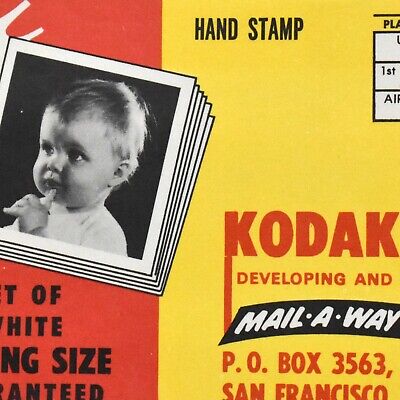 Sobre de colección década de 1960 Kodak película Mail A Way servicio instantáneas San Francisco