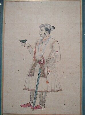 Antique islamic deccan mughal handmade miniature painting on paper , 19th C