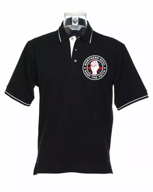 Northern Soul Keep The Faith Union Jack Men's Tipped Polo T-Shirt