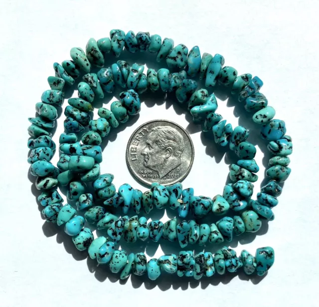 Old Stock Arizona Morenci￼ Turquoise￼ Nugget￼ Beads￼ 15” Strand 90 Carats