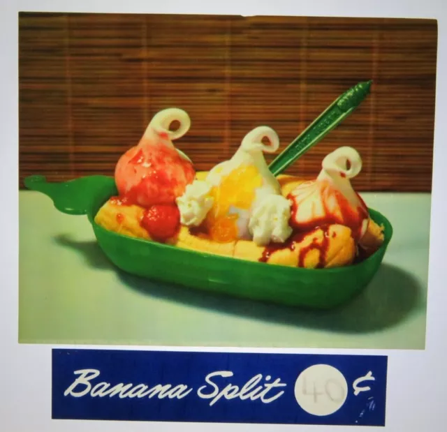 Vintage 1953 DAIRY QUEEN PlastiKolor Pix sign back lit display Banana Split DQ