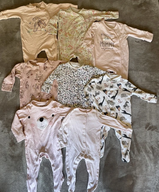 Baby girls age 0-3 months sleepsuit babygrow bundle inc next F&F & others