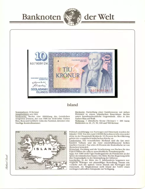Banknotes of World  Iceland 1961 (1981) 10 Kronur P-48a.4 UNC Prefix A