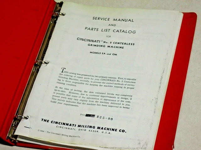 Cincinnati #2 Centerless Grinding Machine Service & Parts Manual 4