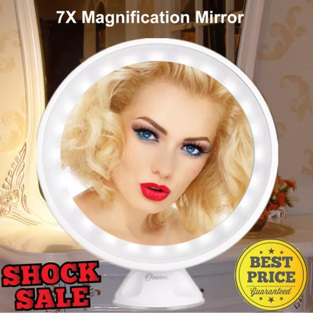 Ovonni  Beauty 7X Magnifcation LED Makeup Mirror 360°  Free Rotation 24PCS